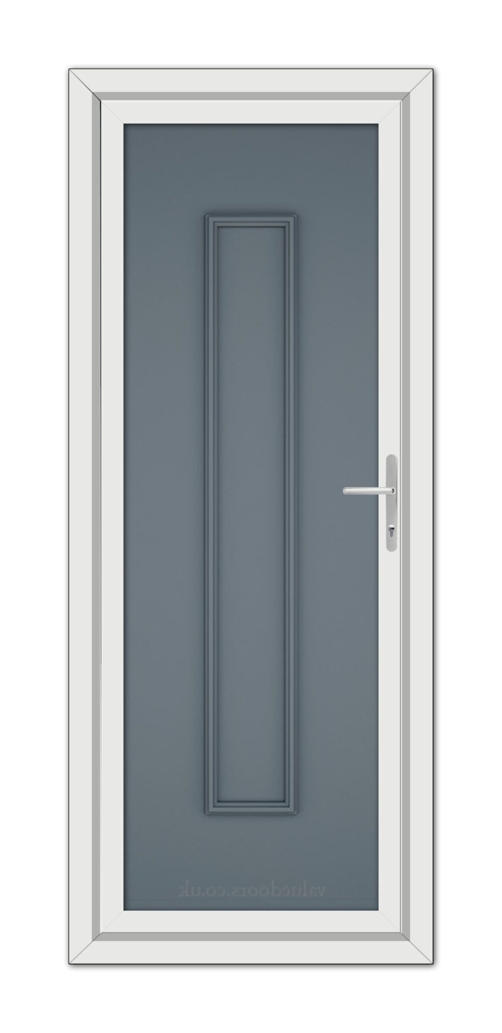 A Slate Grey Rome Solid uPVC Door with a glass panel.