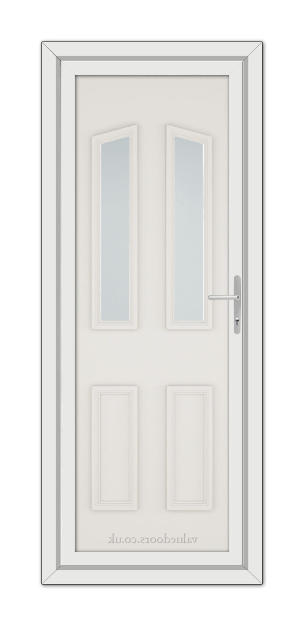 A White Cream Kensington uPVC Door with glass panels.