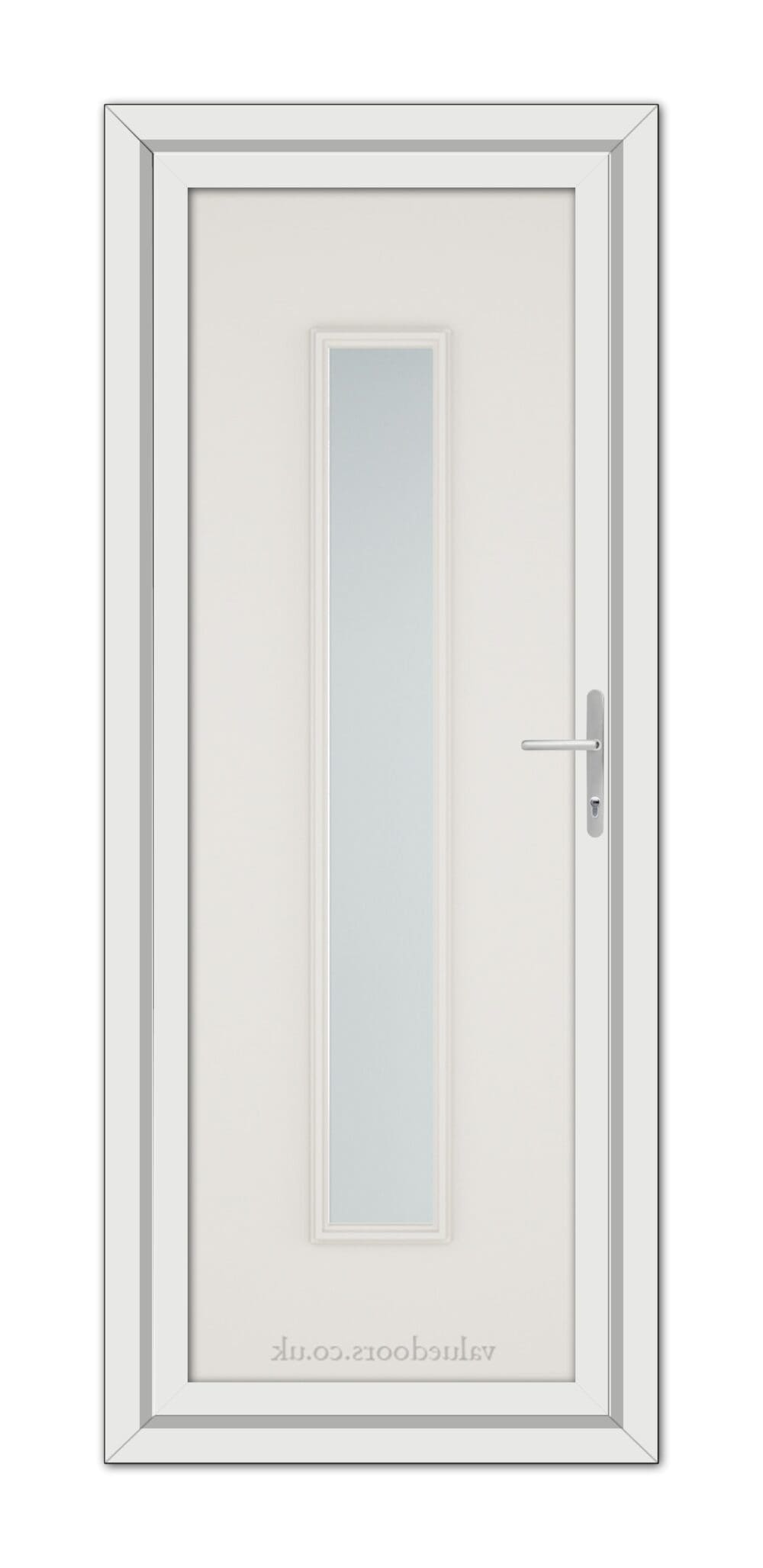 A White Cream Rome uPVC Door with a glass panel.