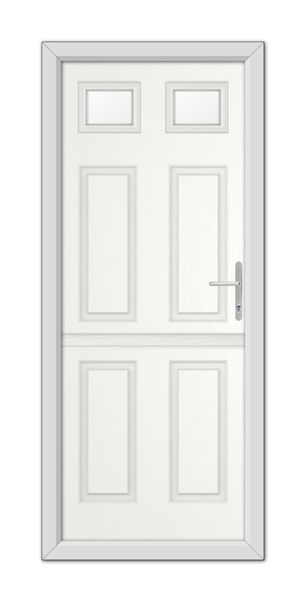 A White Middleton Glazed 2 Stable Composite Door with six squares and a modern handle, set in a simple frame, viewed frontally on a neutral background.